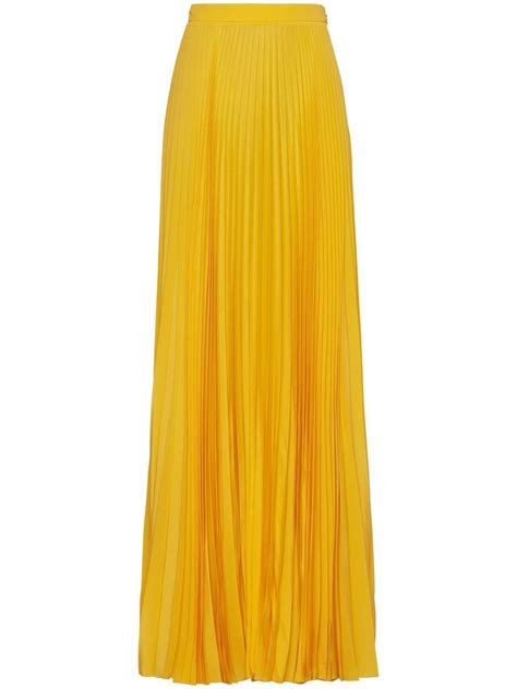 prada yellow skirt|Prada nylon pleated top.